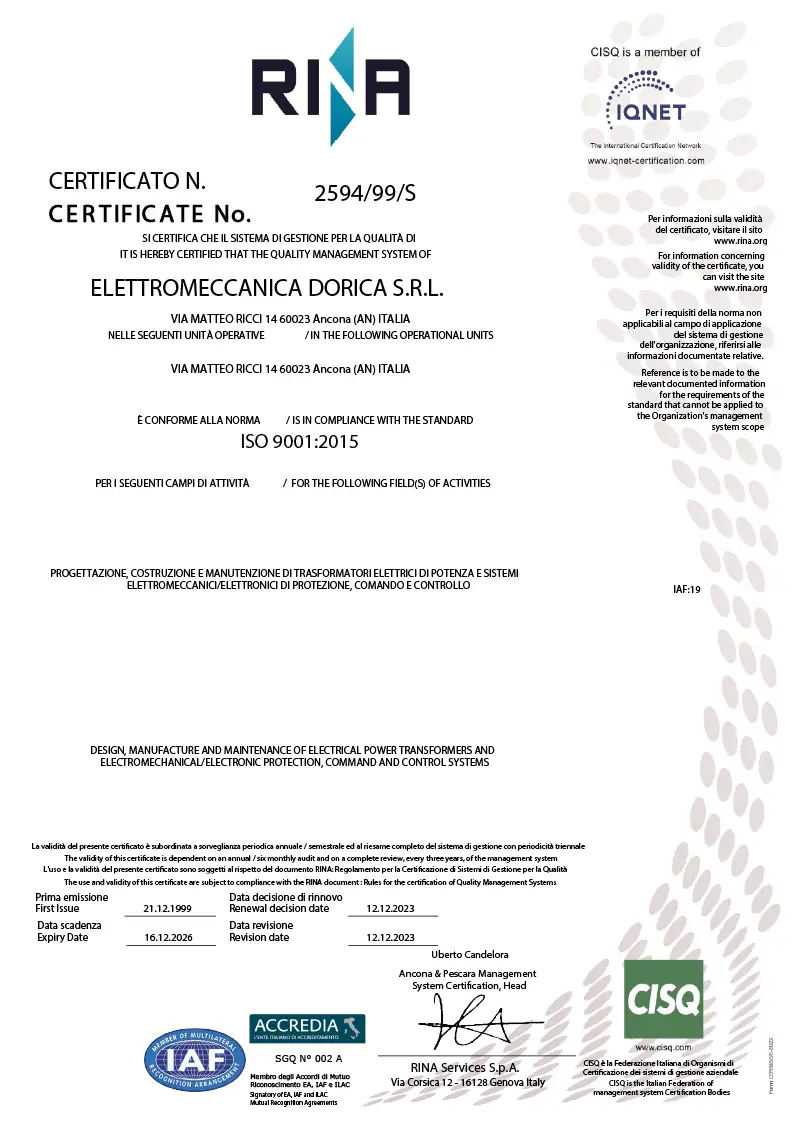 Certificazione ISO 9001:2015